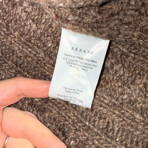 Sezane Andina Cardigan Chunky Cable Knit Brown Sweater NWOT - Picture 14 of 15